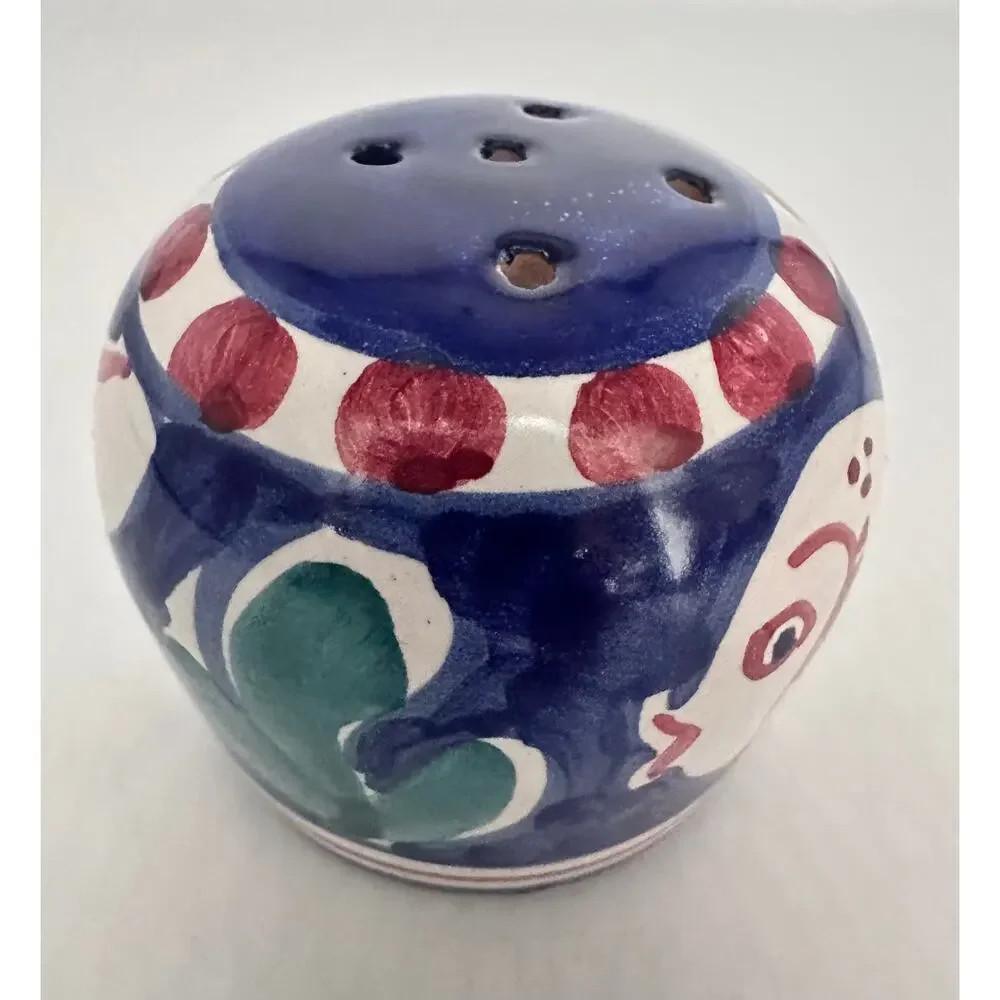 Hand-Painted Italian Ceramic Salt or Pepper Shaker With Fish Design By Solimene